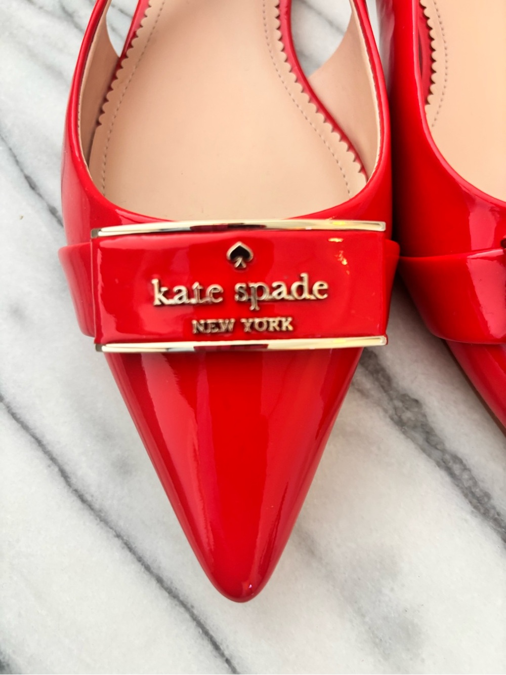 kate spade Red Patent Pointed Toe Slingback Flats
